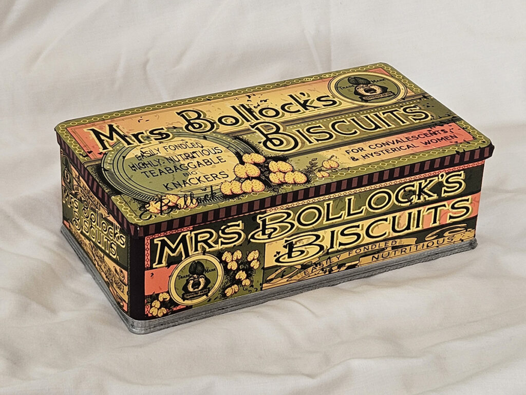 Vintage-style Rude Pantry biscuit packaging