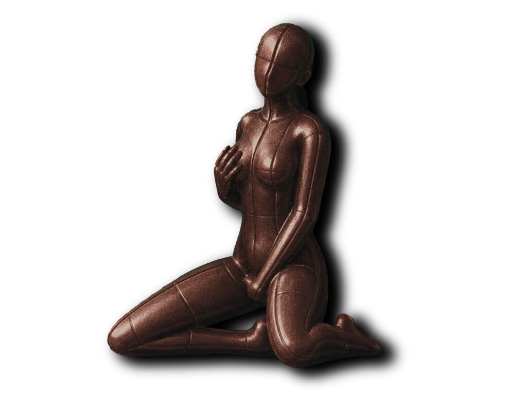 AI-generated chocolate figure used as a packaging component